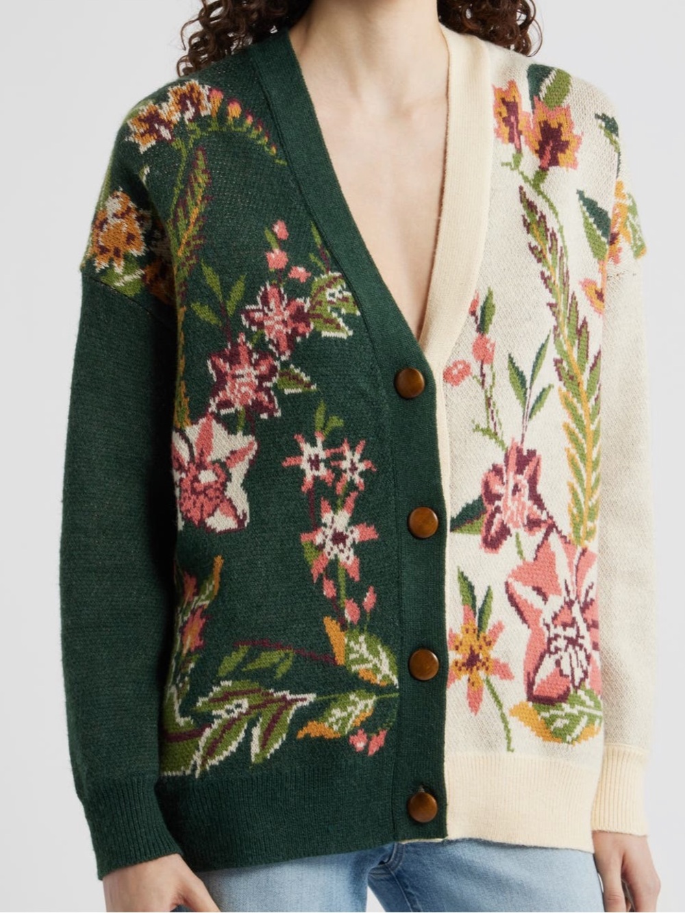 FARM Rio Nature V-Neck Cardigan in Sand Size Small NWT Oversized